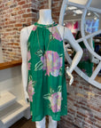 THML MILA FLORAL PRINT HALTER MINI DRESS