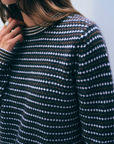WHITE & WARREN CASHMERE TEXTURED STRIPE CREW