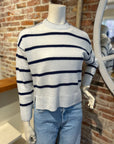 ALASHAN CASHMERE ELOISE STRIPED CREW W/ WHIPSTICH