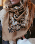 MAISON LECOMTE FLAMENT WOOL & CASHMERE BANDANA SCARF