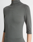 VINCE ELBOW SLEEVE TURTLENECK DRESS