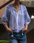 ROSE AND ROSE MIMOSA CUT WORK PLEAT FRONT TOP
