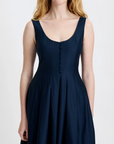 FRENCH CONNECTION COTTON SATEEN MIDI DRESS