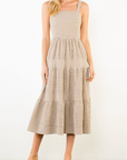 THML THIN STRAP GINGHAM TIERED DRESS