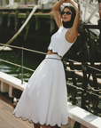 FRENCH CONNECTION ALEXIS COTTON SCALLOP SKIRT