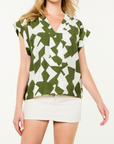 THML ROLL SLEEVE V NECK BLOUSE