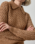 LILLA P TEXTURED POLO SWEATER