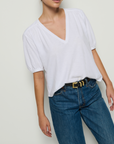 NATION EDIE SHIRRED SHOULDER TOP