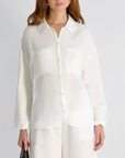 FRENCH CONNECTION COOPER LINEN BLOUSON SLEEVE TOP