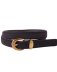 MOST WANTED SUEDE BELT WITH GOLD CURVE BUCKLE