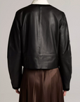 VINCE LEATHER CROPPED JACKET