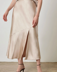 LILLA P SATIN SLIT FRONT SKIRT