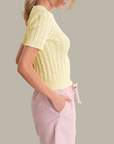 525 AMERICA ARDEN POINTELLE PUFF SLEEVE PULLOVER