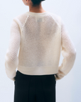 WHITE & WARREN CASHMERE MESH CARDIGAN