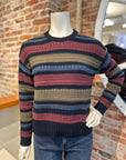 AUTUMN CASHMERE TEXTURE STITCH STRIPED CREW