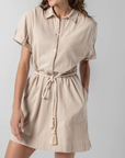 LILLA P HALF PLACKET SHIRT DRESS