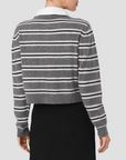 FRENCH CONNECTION YULIA KNIT CAMPUS STRIPE CONTRAST COLLAR PULLOVER