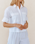 BELLA DAHL LONG SLEEVE CROP UTILITY SHIRT