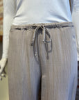 OLIVACEOUS FLOWY TIE PANTS