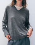WHITE & WARREN SUPERFINE MERINO LAYERED V NECK