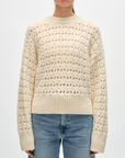 WHITE & WARREN PLUSH ALPACA BLEND OPEN STITCH CREWNECK