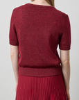 LILLA P SHORT SLEEVE V-NECK SPARKLE SWEATER