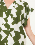 THML ROLL SLEEVE V NECK BLOUSE