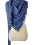 ALPINE CASHMERE POM-POM TRIANGLE WRAP