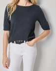 LILLA P CUFFED SLEEVE BOATNECK