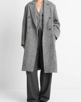 VINCE HERRINGBONE DOUBLE BREASTED COAT
