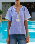 ROSE AND ROSE FOXGLOVE SHORT SLEEVED TOP