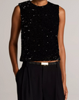 VINCE SEQUINED VELVET SHELL