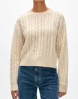WHITE + WARREN CASHMERE CROPPED CABLE CREW