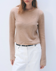 WHITE & WARREN CASHMERE STRIPED LONG SLEEVE TOP