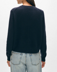 WHITE & WARREN CASHMERE RIB TRIM CREW