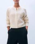 WHITE & WARREN CASHMERE MESH CARDIGAN