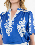 THML S/S VNECK PRINT TOP