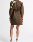 VINCE PLACED CREAM IRIS SHIRT DRESS