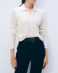 WHITE & WARREN CASHMERE POINTELLE SHIRT