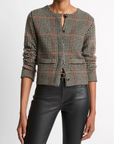 VINCE GLEN PLAID WOOL-CASHMERE CARDIGAN JACKET