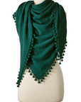 ALPINE CASHMERE POM-POM TRIANGLE WRAP
