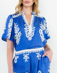 THML S/S VNECK PRINT TOP