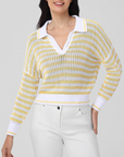 525 AMERICA KIMBERLY STRIPED TIPPING PULLOVER