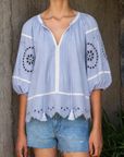 ROSE AND ROSE MIMOSA CUT WORK PLEAT FRONT TOP