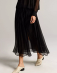 VINCE HEAT SET DOT SHEER GATHERED SKIRT