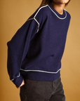 MIOU MUSE MULTI COLOR CONTRAST DETAIL KNIT TOP