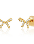TAI GOLD CZ BOW EARRINGS