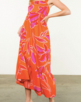 THML TIE STRAP FLOWER PRINT MAXI DRESS