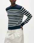 WHITE & WARREN CASHMERE STRIPED CREWNECK