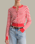 525 AMERICA HARLOW STRIPED BUTTON DOWN CARDIGAN